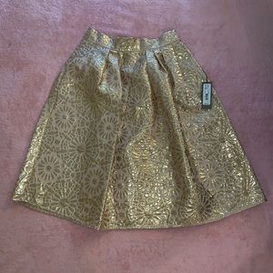 New York & Company Rose Gold Printed Skirt
